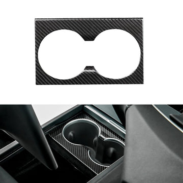 TesNext Real Carbon Fiber Center Console Water Cup Slot Cover Fit for Tesla Model 3 Highland, Model Y Juniper