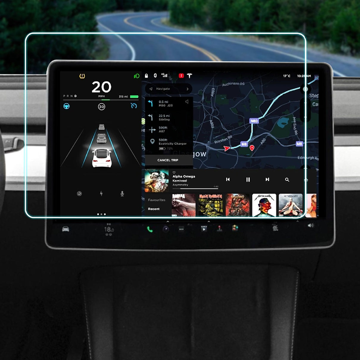 TesNext 1pc/2pcs Screen Protector [No Glare & Fingerprint] 15.4-Inch Front /8-Inch Rear Touchscreen Tempered Glass Protector Accessories for Tesla Model Y Juniper/Model 3 Highland