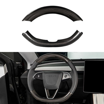 TesNext Real Carbon Fiber Steering Wheel Cover for Tesla Model 3 Highland, Model Y Juniper