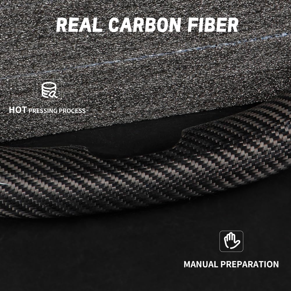 TesNext Real Carbon Fiber Steering Wheel Cover for Tesla Model 3 Highland, Model Y Juniper