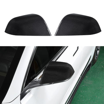 TesNext Real Carbon Fiber Door Rearview Mirror Cover Cap 2PCS for Tesla Model 3 Y, Model 3 Highland