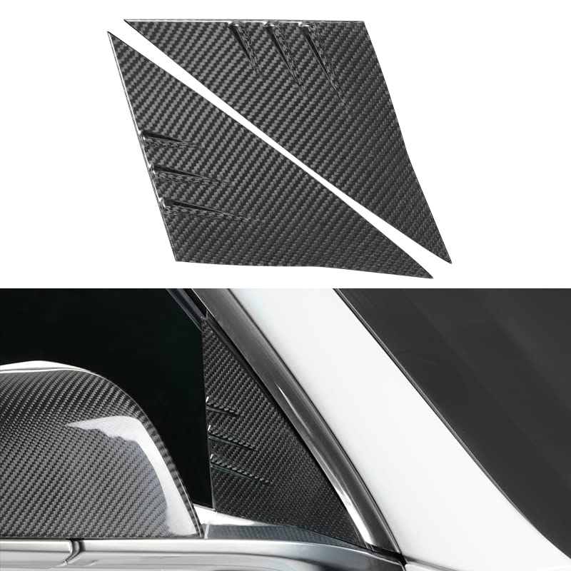 TesNext Real Carbon Fiber A Pillar Window Triangle Cover for Tesla Model 3 Y, Model 3 Highland, Model Y Juniper