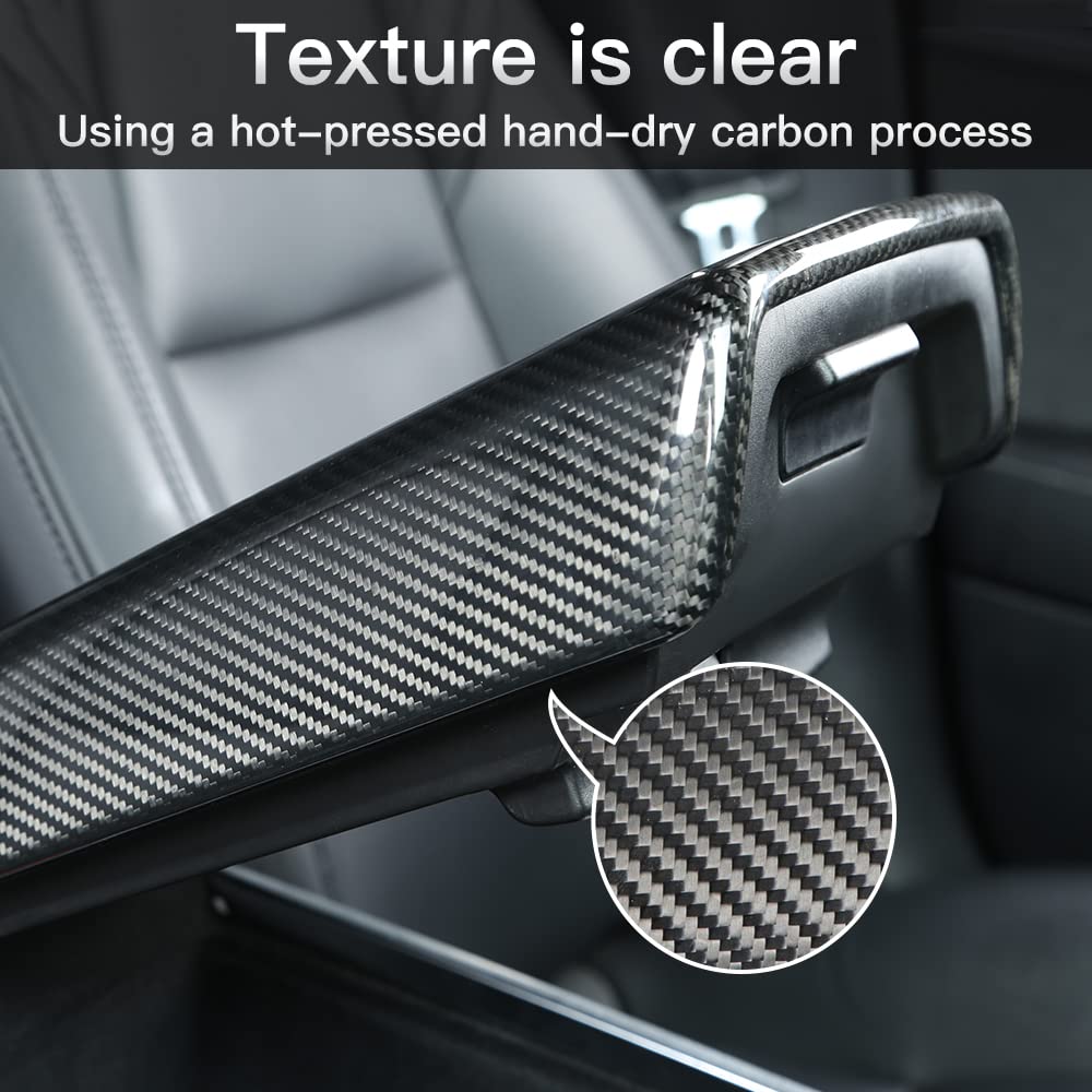 TesNext Real Carbon Fiber Center Console Cover Armrest Protector for Tesla Model 3 Y, Model 3 Highland, Model Y Juniper