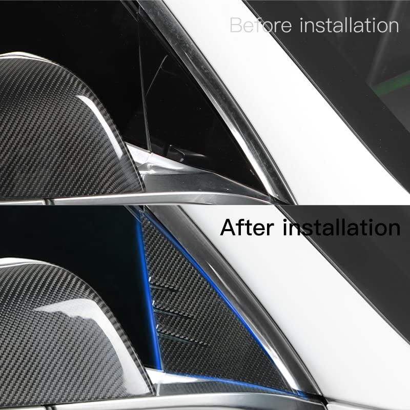 TesNext Real Carbon Fiber A Pillar Window Triangle Cover for Tesla Model 3 Y, Model 3 Highland, Model Y Juniper