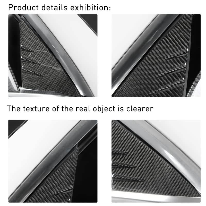 TesNext Real Carbon Fiber A Pillar Window Triangle Cover for Tesla Model 3 Y, Model 3 Highland, Model Y Juniper
