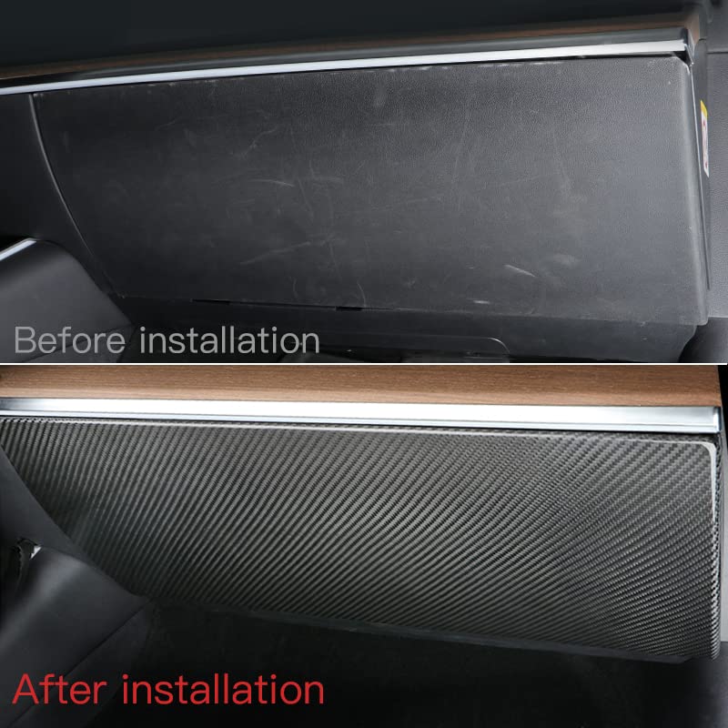 TesNext Real Carbon Fiber Glove Box Protector for Tesla Model 3 Y, Model 3 Highland