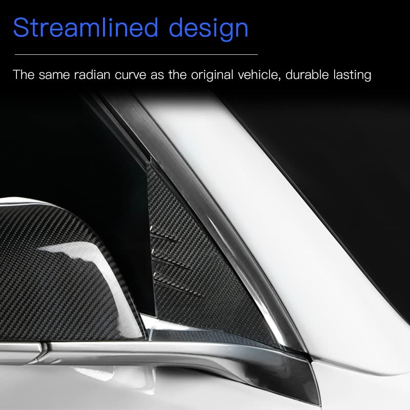 TesNext Real Carbon Fiber A Pillar Window Triangle Cover for Tesla Model 3 Y, Model 3 Highland, Model Y Juniper