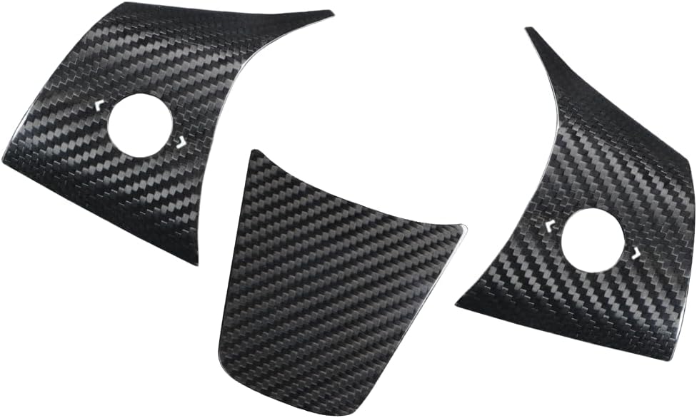 TesNext Real Carbon Fiber Steering Wheel Button Frame Wrap Accessories for Tesla Model 3 Y