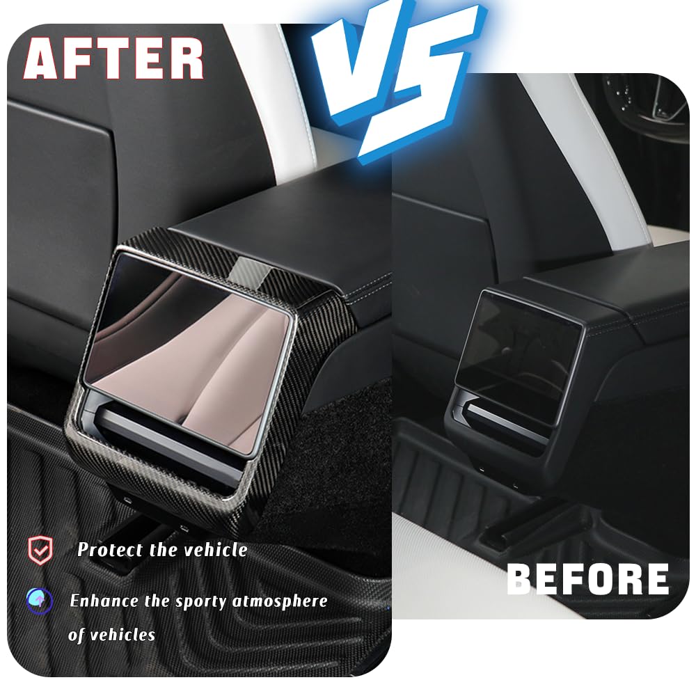 TesNext Real Carbon Fiber Rear Screen Frame Trim Fit for Tesla Model 3 Highland, Model Y Juniper