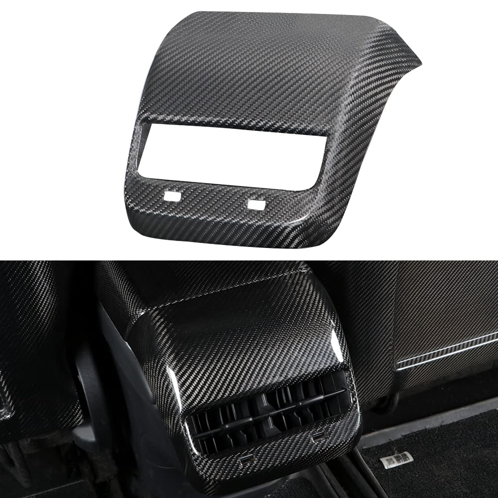 TesNext Real Carbon Fiber Rear Armrest Box air Outlet Patch Cover for Tesla Model 3 Y