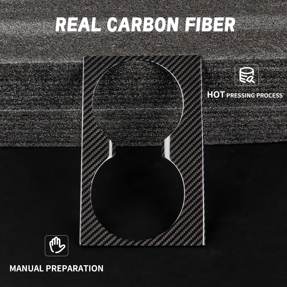 TesNext Real Carbon Fiber Center Console Water Cup Slot Cover Fit for Tesla Model 3 Highland, Model Y Juniper
