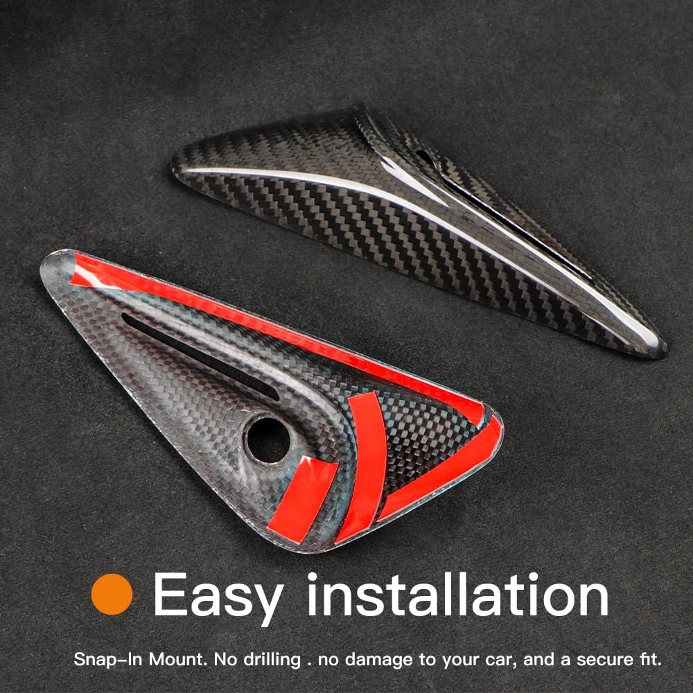 TesNext 2Pcs Real Carbon Fiber HW4.0 Side Camera Cover Fit for Tesla Model 3 Highland, Model Y Juniper