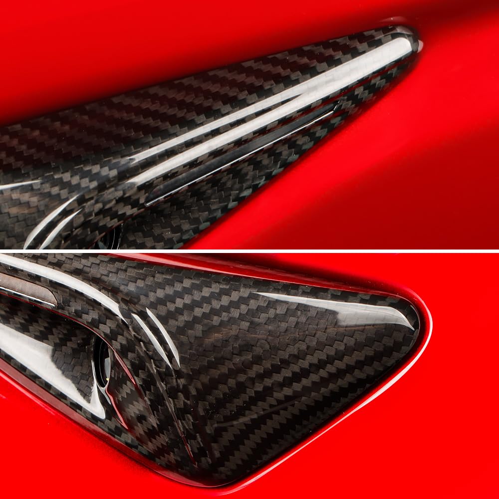 TesNext 2Pcs Real Carbon Fiber HW4.0 Side Camera Cover Fit for Tesla Model 3 Highland, Model Y Juniper