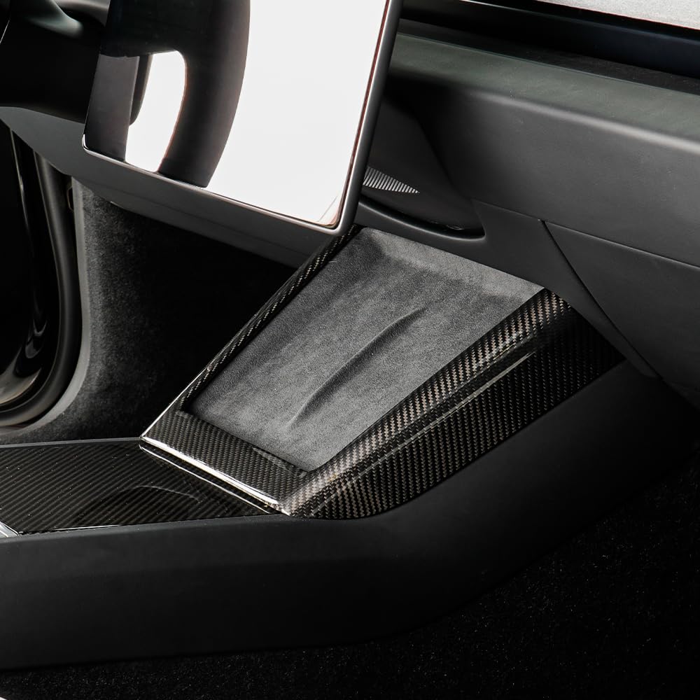 TesNext Dry Real Carbon Fiber Center Console Frame Trim Fit for Tesla Model 3 Highland, Model Y Juniper