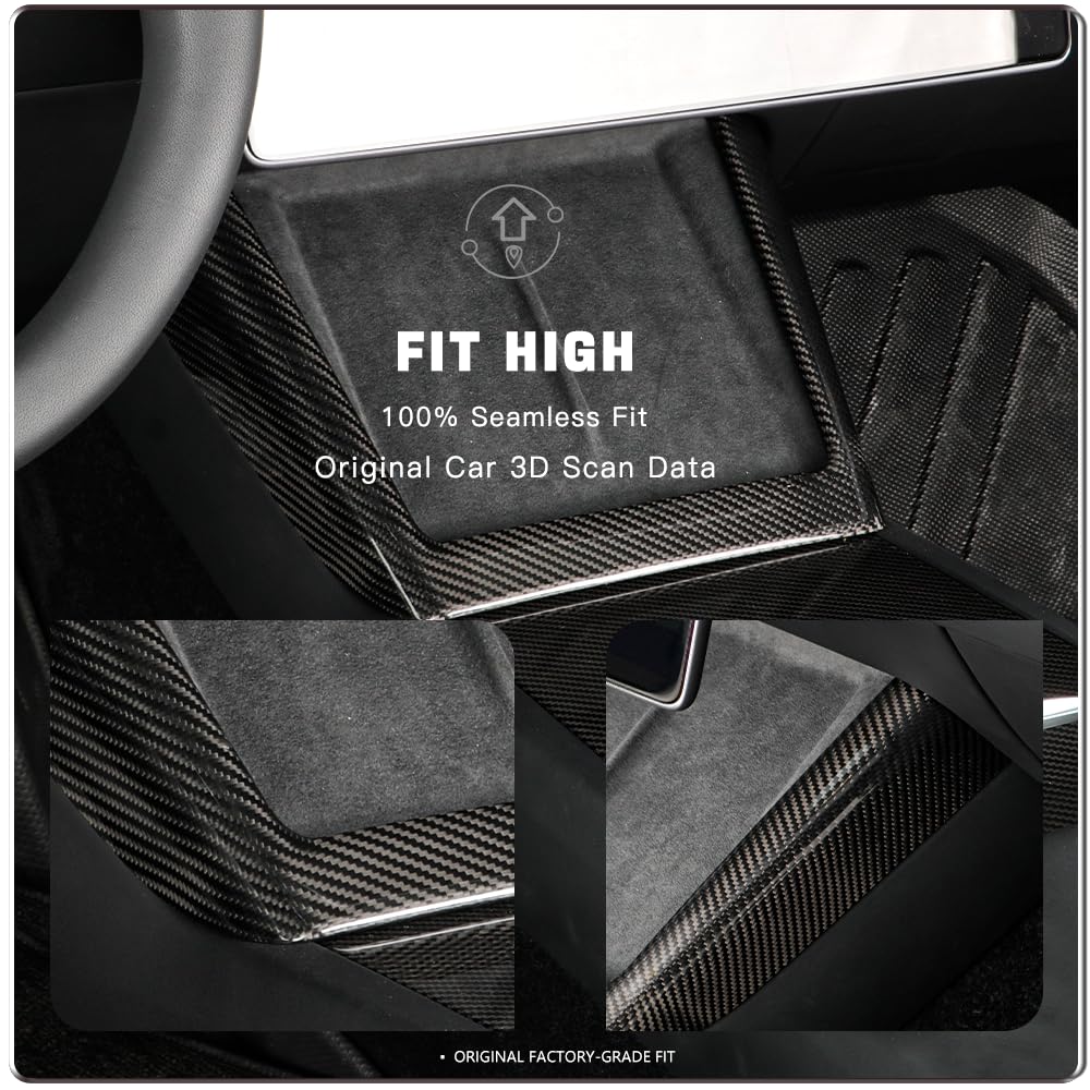 TesNext Dry Real Carbon Fiber Center Console Frame Trim Fit for Tesla Model 3 Highland, Model Y Juniper