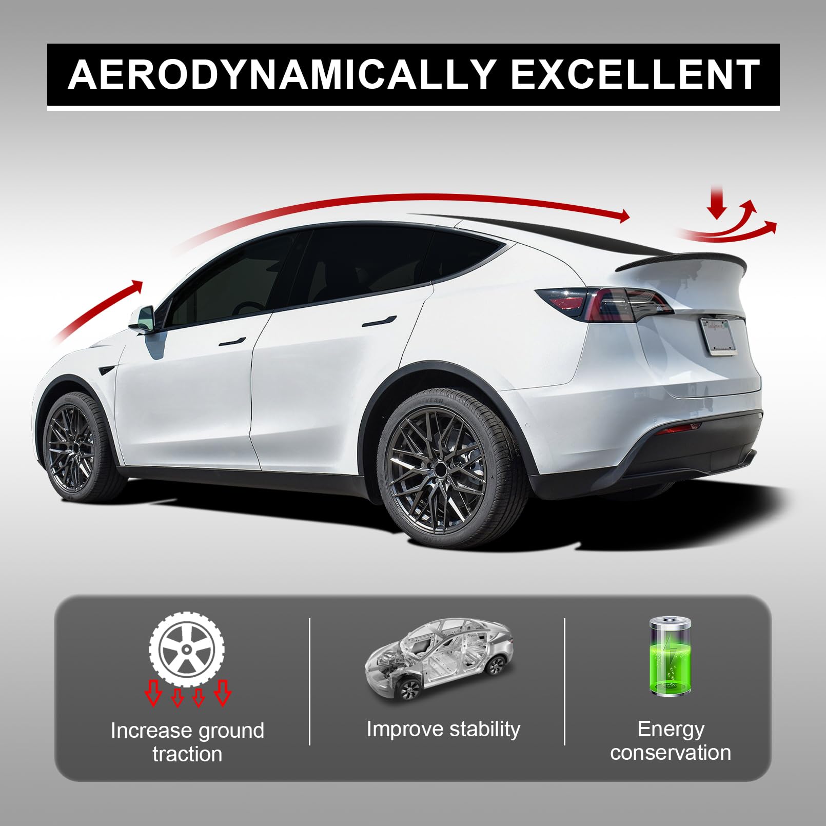 TesNext Real Carbon Fiber Rear Spoiler Wing Rear Trunk Lip for Tesla Model 3 Y