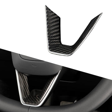 TesNext Real Carbon Fiber Steering Wheel Panel Cover Fit for Tesla Model 3 Highland, Model Y Juniper