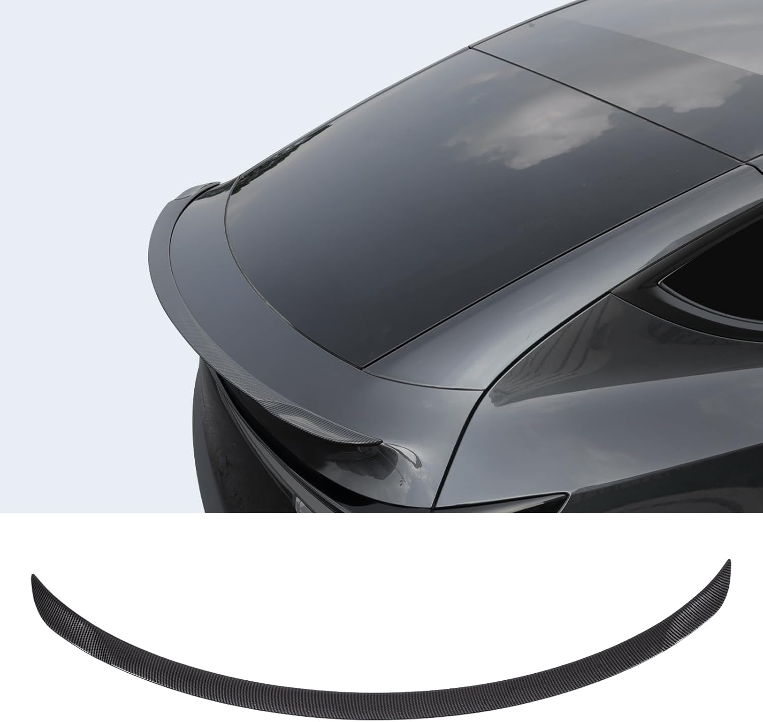 TesNext Real Carbon Fiber Rear Trunk Lip Spoiler Sporty Appearance for Tesla Model Y Juniper, Model 3 Highland