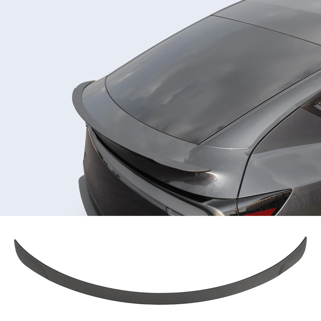 TesNext Real Carbon Fiber Rear Trunk Lip Spoiler Sporty Appearance for Tesla Model Y Juniper, Model 3 Highland