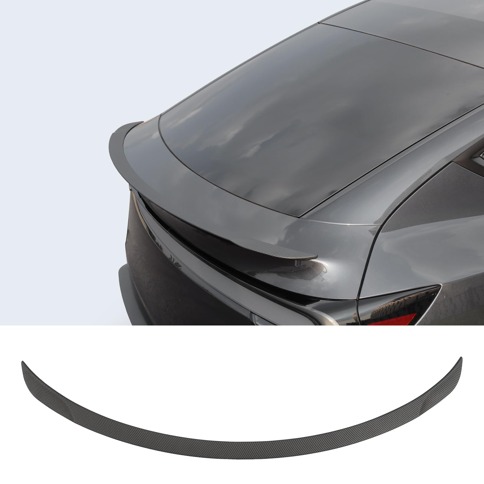 TesNext Real Carbon Fiber Rear Trunk Lip Spoiler Sporty Appearance for Tesla Model Y Juniper, Model 3 Highland
