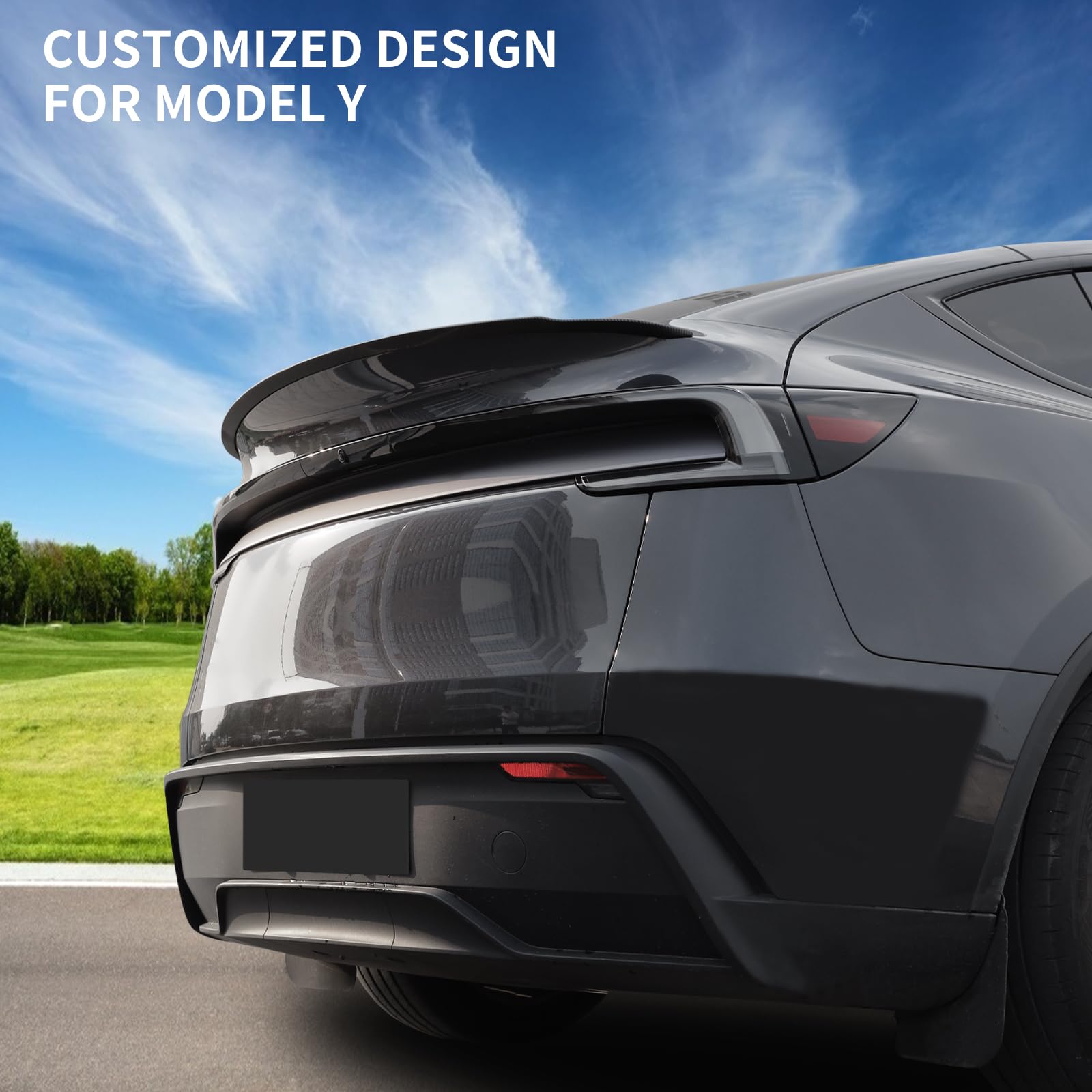 TesNext Real Carbon Fiber Rear Trunk Lip Spoiler Sporty Appearance for Tesla Model Y Juniper, Model 3 Highland