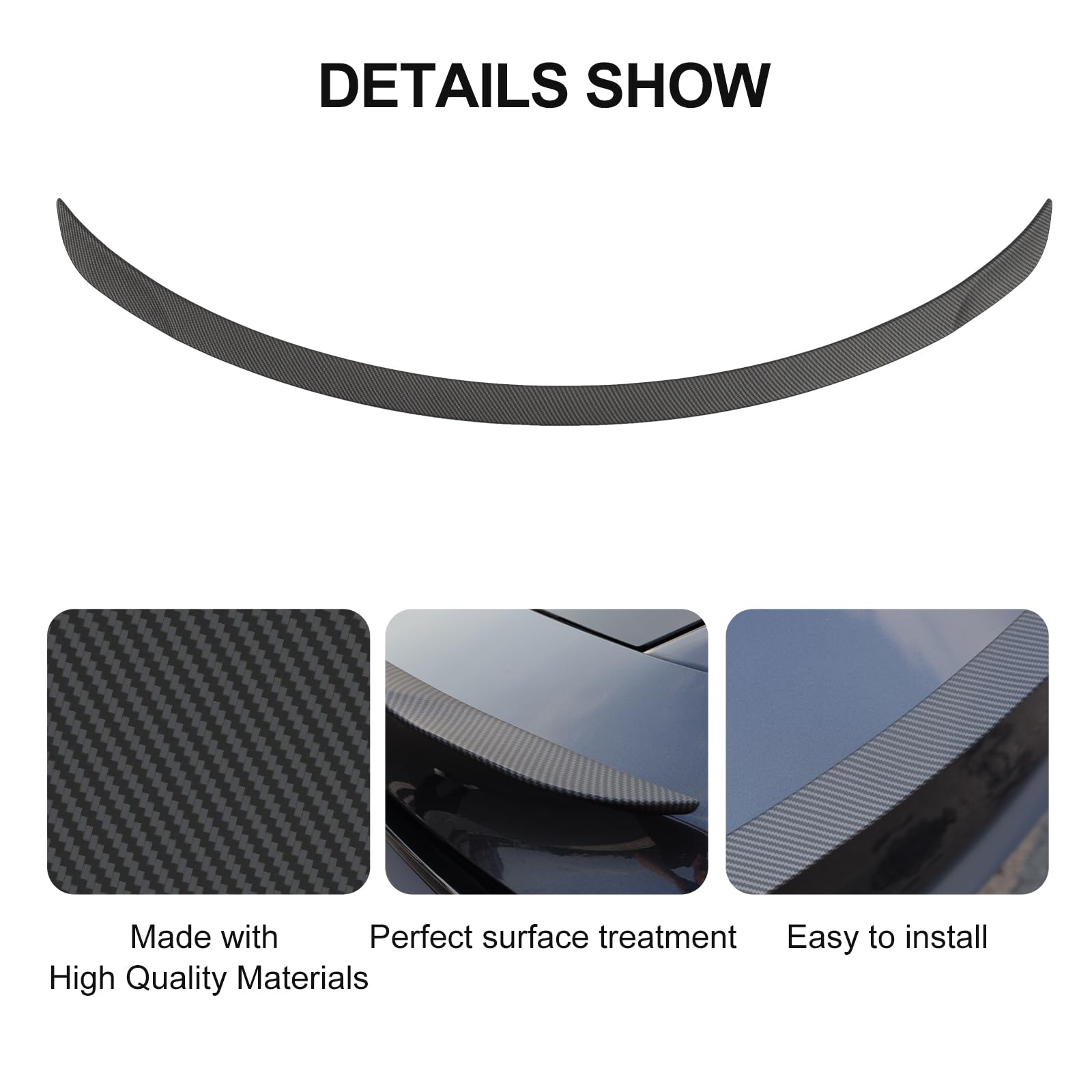 TesNext Real Carbon Fiber Rear Trunk Lip Spoiler Sporty Appearance for Tesla Model Y Juniper, Model 3 Highland
