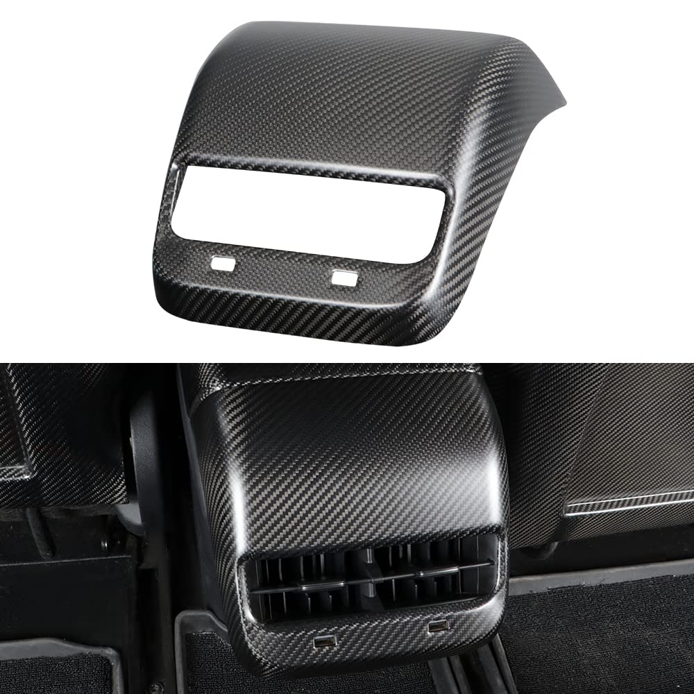 TesNext Real Carbon Fiber Rear Armrest Box air Outlet Patch Cover for Tesla Model 3 Y