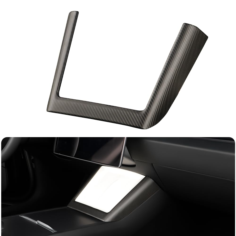 TesNext Dry Real Carbon Fiber Center Console Frame Trim Fit for Tesla Model 3 Highland, Model Y Juniper