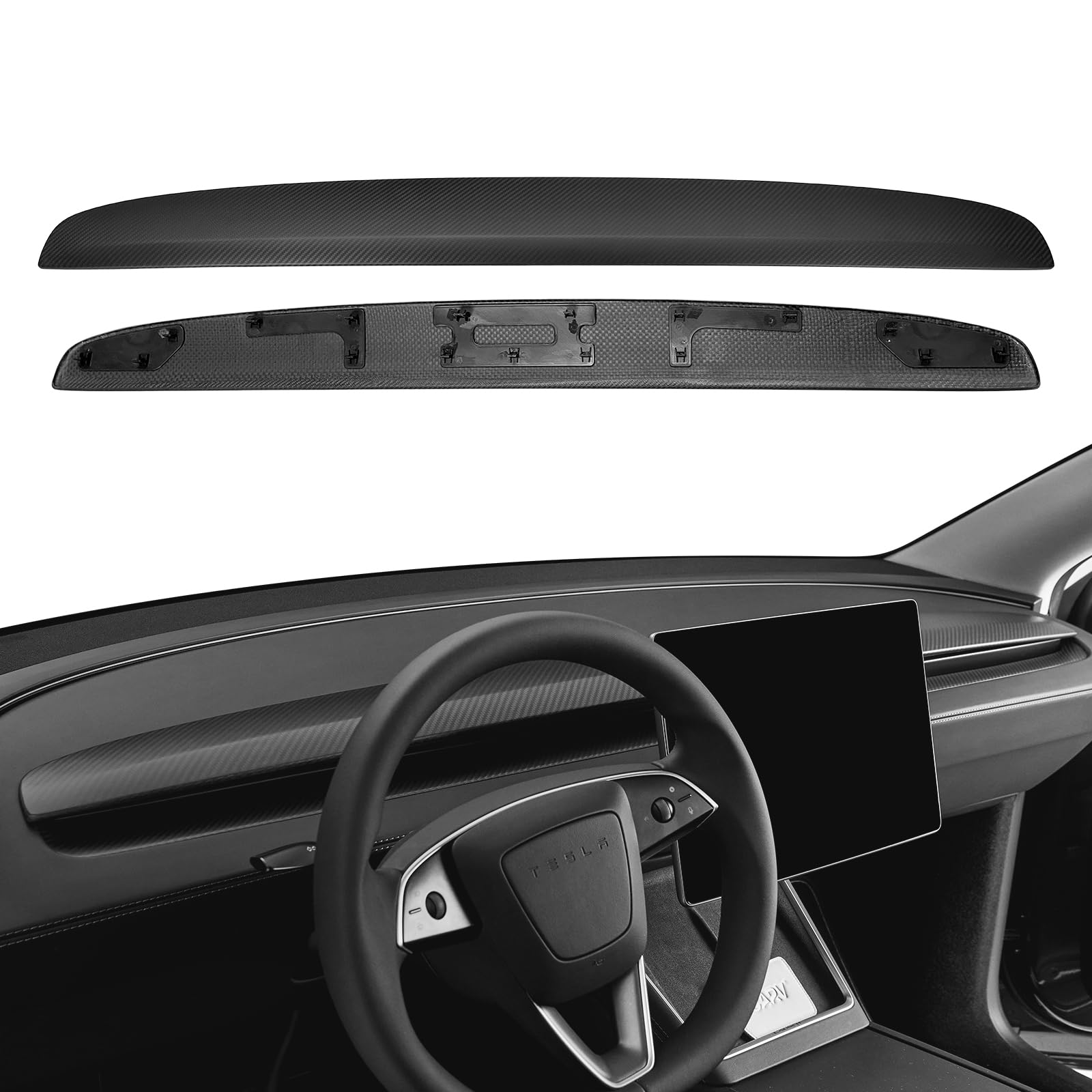 TesNext Real Carbon Fiber Dashboard Cover Panel for Tesla Model Y Juniper, Model 3 Highland