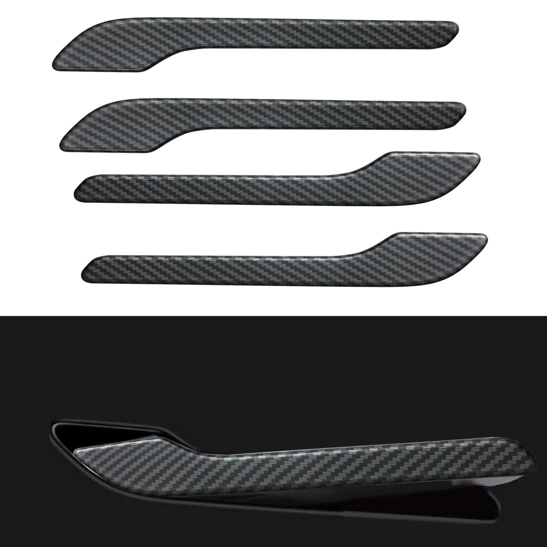 TesNext Real Carbon Fiber Door Handle Cover for Tesal Model 3 Y, Model 3 Highland, Model Y Juniper