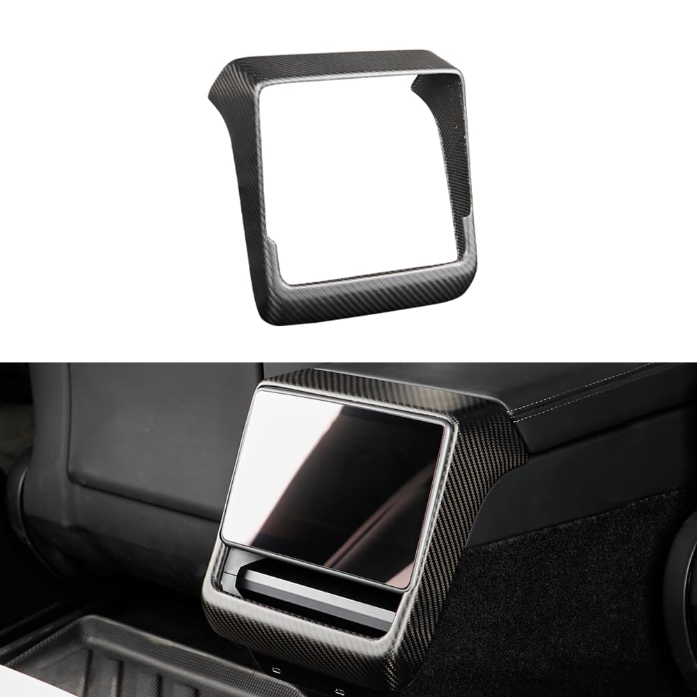 TesNext Real Carbon Fiber Rear Screen Frame Trim Fit for Tesla Model 3 Highland, Model Y Juniper