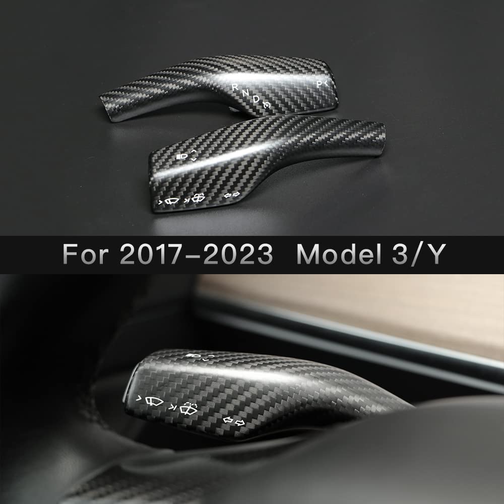 TesNext Real Carbon Fiber Gear Shift 2Pcs for for Tesla Model 3 Y