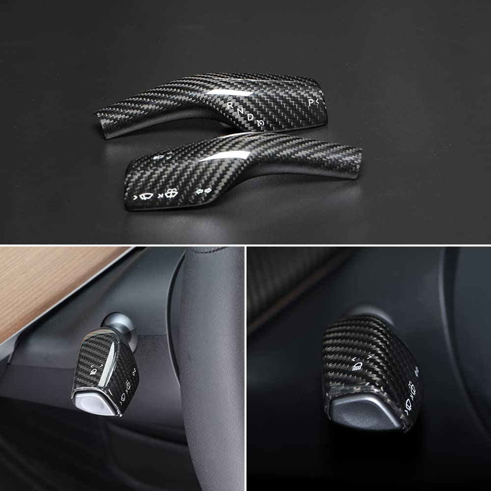 TesNext Real Carbon Fiber Gear Shift 2Pcs for for Tesla Model 3 Y