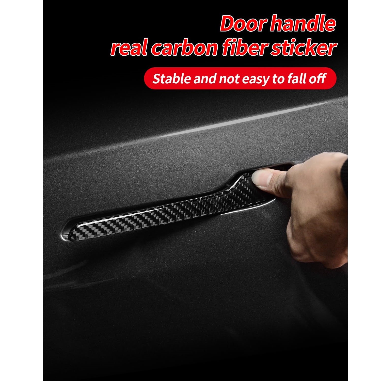 TesNext Real Carbon Fiber Door Handle Cover for Tesal Model 3 Y, Model 3 Highland, Model Y Juniper