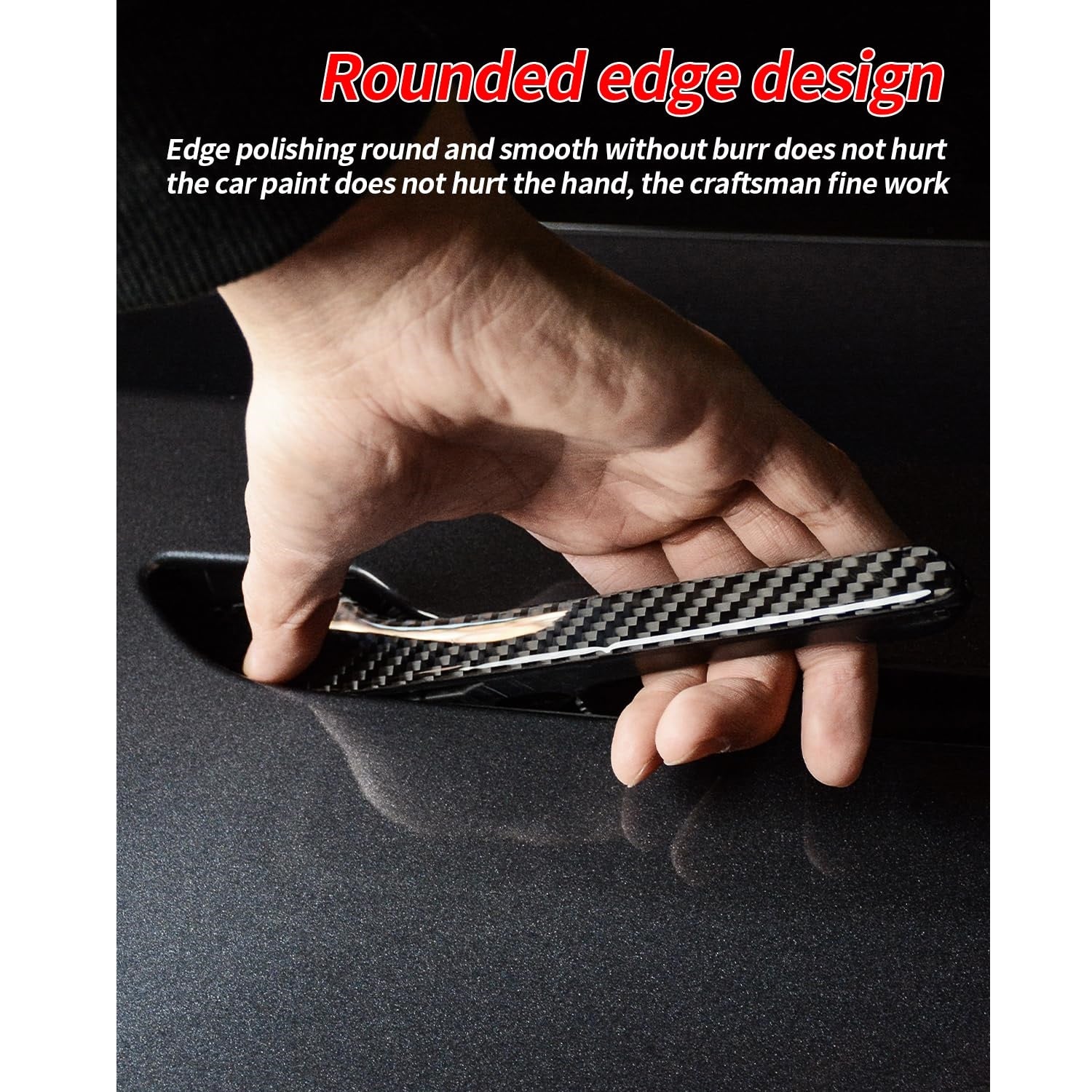 TesNext Real Carbon Fiber Door Handle Cover for Tesal Model 3 Y, Model 3 Highland, Model Y Juniper