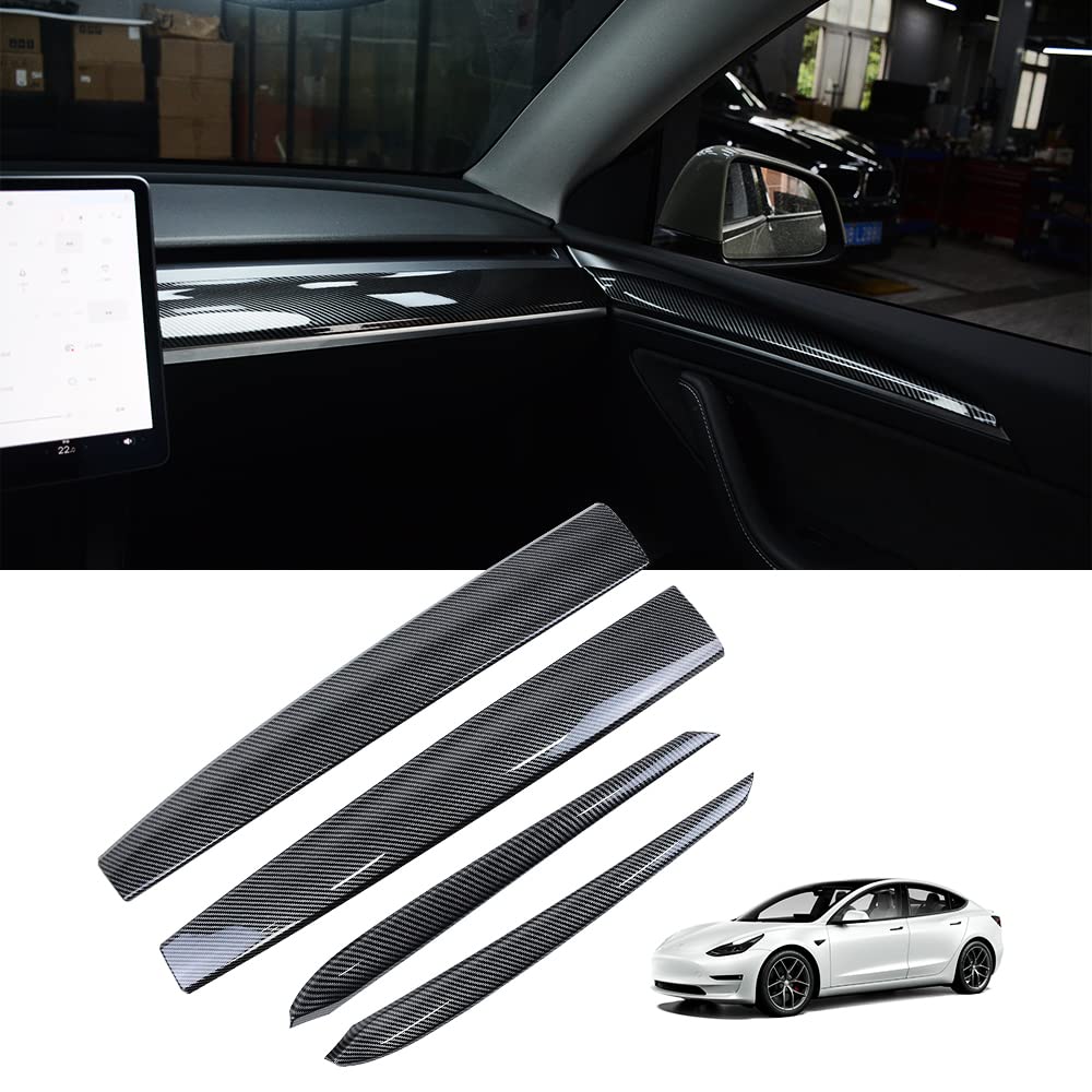 TesNext Dashboard Cover Wrap and Front Door Inner Armrest Panel Cover Trim for Tesla Model 3/Model Y