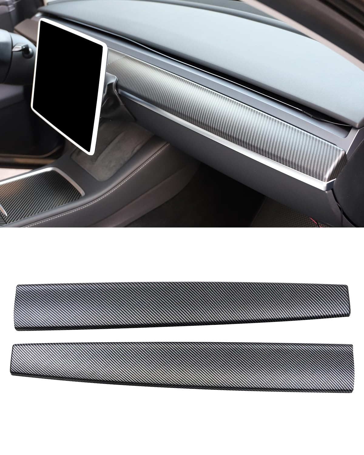 TesNext Dashboard Cover Wrap and Front Door Inner Armrest Panel Cover Trim for Tesla Model 3/Model Y