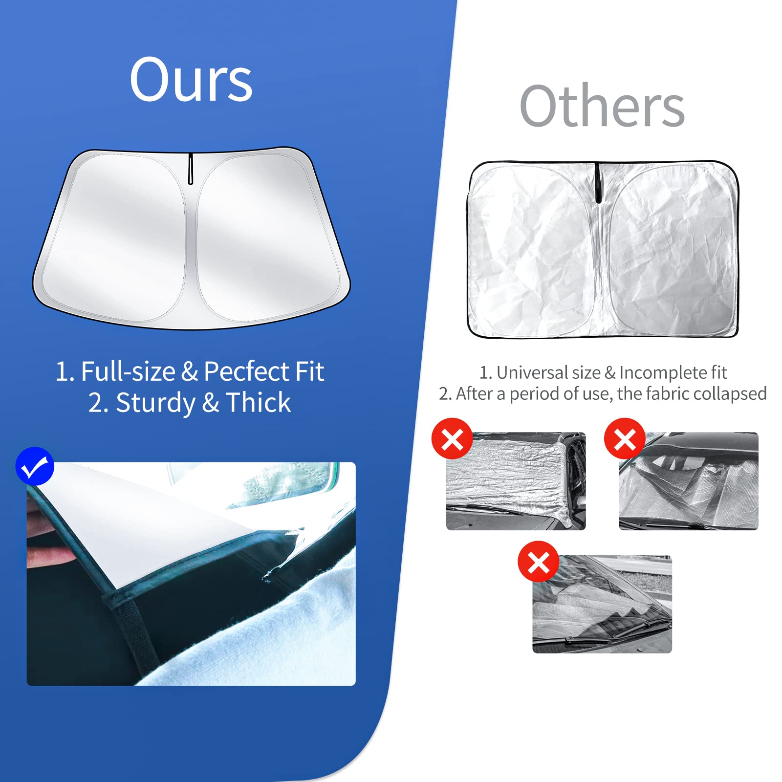 TesNext Windshield Sun Shade for Tesla Model 3/Y (2016–2025) Foldable Sun Shield, Tesla Must Have Accessories – Upgraded Windshield Fits for Both Tesla Model Y Sunshade and Tesla Model 3 Sunshade