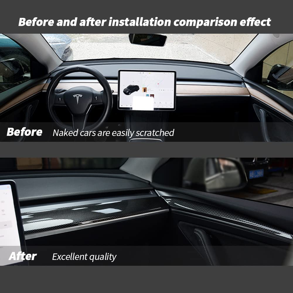 TesNext Dashboard Cover Wrap and Front Door Inner Armrest Panel Cover Trim for Tesla Model 3/Model Y