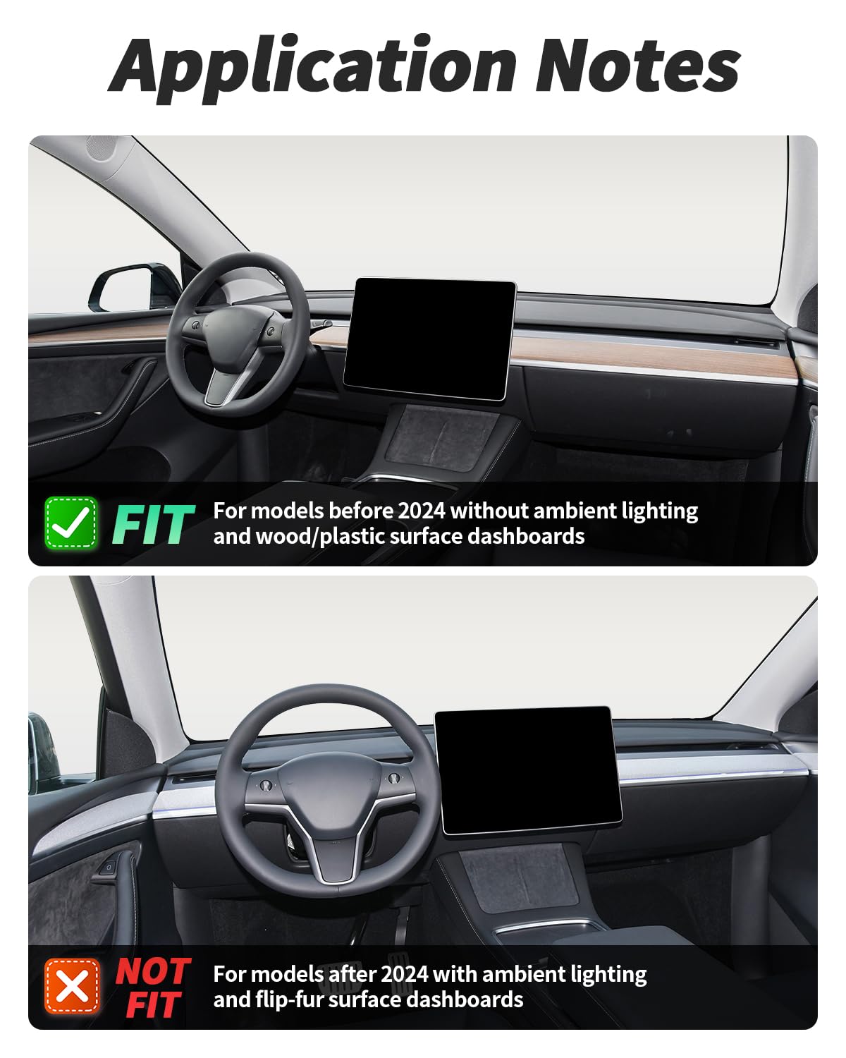 TesNext Dashboard Cover Wrap and Front Door Inner Armrest Panel Cover Trim for Tesla Model 3/Model Y