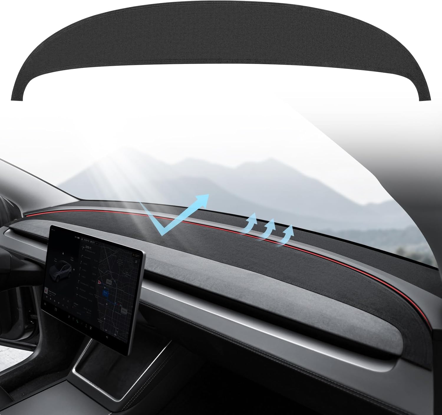 TesNext Tesla Dashboard Cover [Anti-Glare and Sun Protection] Suede Dash Mat for Tesla Model 3 Y, New Model Y Juniper , New Model 3 Highland